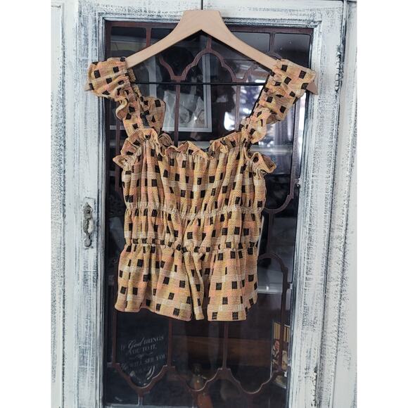 New Eva Franco Checked Ruffle Tank - Large - Picture 6 of 6